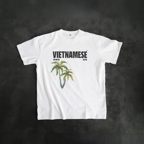 Áo thun form rộng hè  cây dừa VIỆT NAM  tay lỡ. áo phông  nam nữ  chữ  VIETNAMES chất cotton ĐL 250gsm NEW 2025