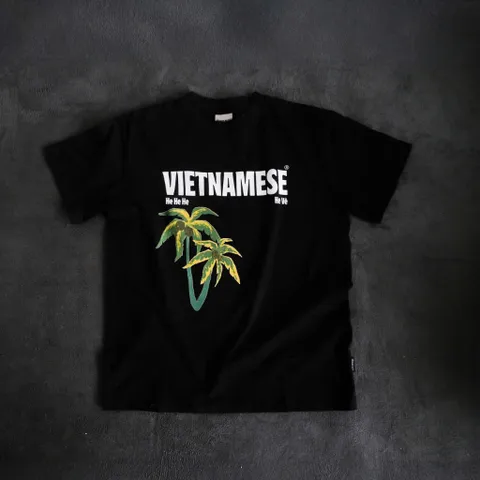 Áo thun form rộng hè  cây dừa VIỆT NAM  tay lỡ. áo phông  nam nữ  chữ  VIETNAMES chất cotton ĐL 250gsm NEW 2025