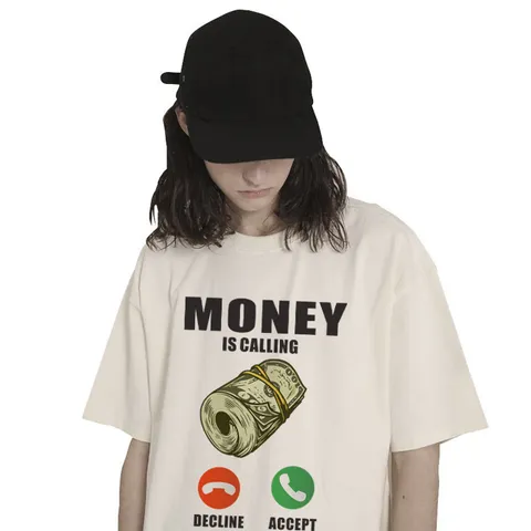 Áo thun form rộngn nam nữ  form rộng MONEY IS CALLING  cổ 3cm dày chất cotton cao cấp đl 250gsm