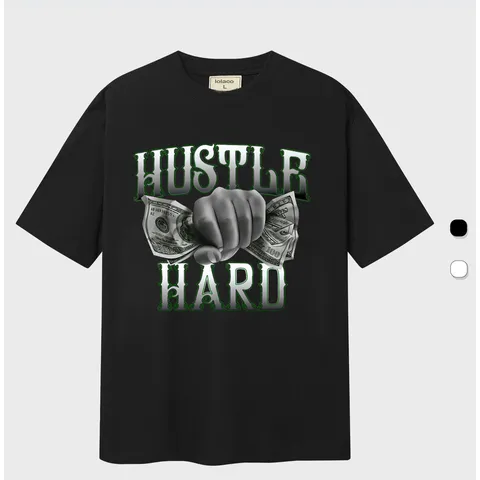 Áo thun form rộngn form rộng nam nữ unisex HUSTLE nắm đấm dollar chất cotton cao cấp