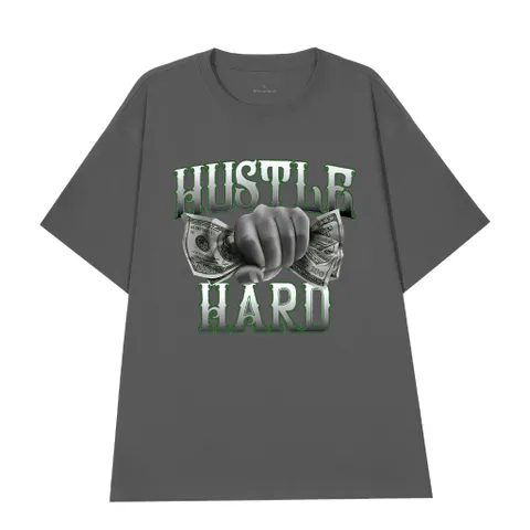 Áo thun form rộngn form rộng nam nữ unisex HUSTLE nắm đấm dollar chất cotton cao cấp