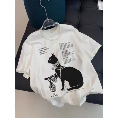 Áo thun form rộng Mèo Đen Đeo Ngọc – Phong Cách Hype  chất cotton cao cấp Street Style Cá Tính
