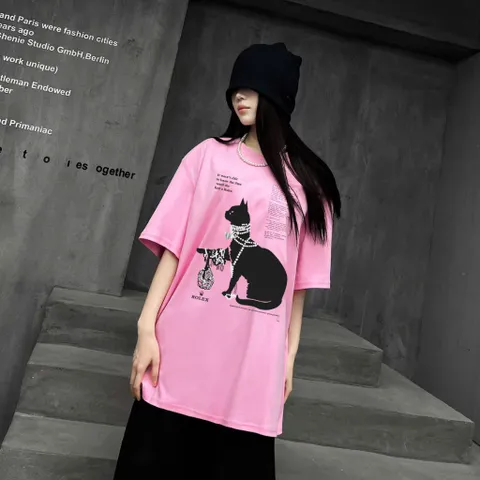 Áo thun form rộng Mèo Đen Đeo Ngọc – Phong Cách Hype  chất cotton cao cấp Street Style Cá Tính