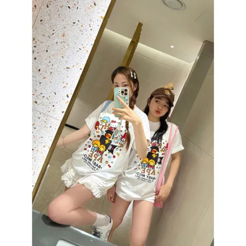 Áo thun form rộng unisex Bathing Ape Nhiều Hình Dễ Thương chất 100% Cotton phông tay lỡ nam nữ