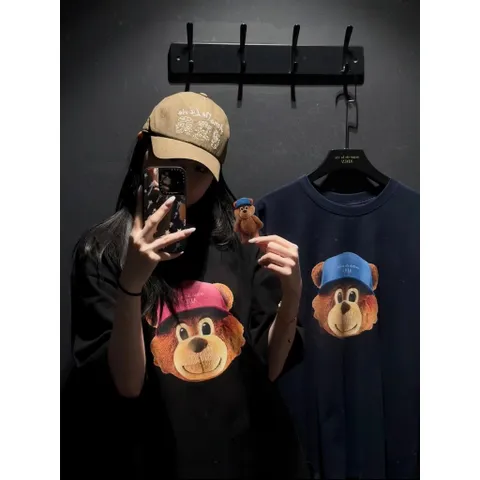 Áo thun form rộng unisex in hình gấu đội nón –  basic cao cấp chất cotton cao cấp mát mịn