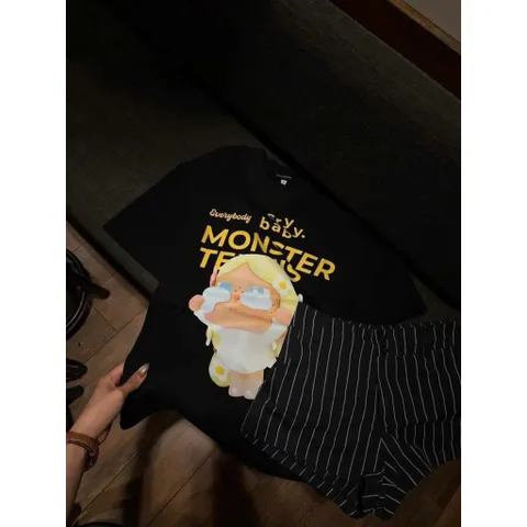 Áo thun form rộng Nam Nữ  Baby Monster In Chuyển Nhiệt 5D Sắc Nét Cotton 100% Dày Dặn xu hướng 2026