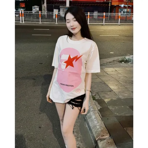 Áo thun form rộng  in hình sao đỏ cá tính – style streetwear nổi bật nam nữ chất cotton cao cấp mềm min mát