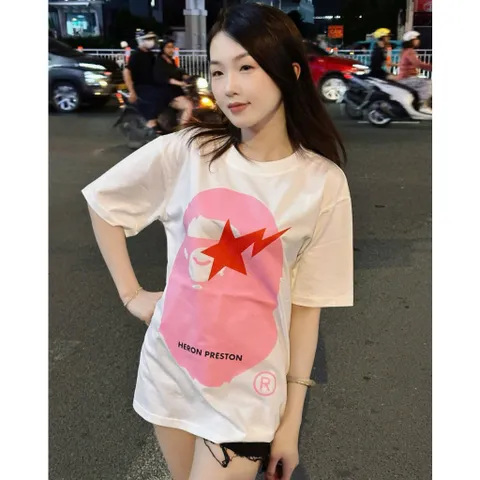 Áo thun form rộng  in hình sao đỏ cá tính – style streetwear nổi bật nam nữ chất cotton cao cấp mềm min mát