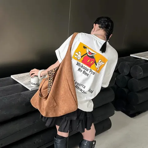Áo thun form rộng  nam nữ unisex Disney hoạt hình Mickey 2 mặt chất cotton cao cấp