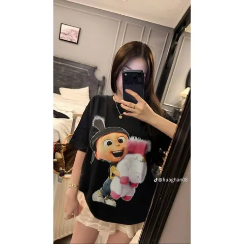 Áo thun form rộng Unisex In Hình Hoạt Hình Cute –  Cotton Mềm Mịn, Hot Trend 2026