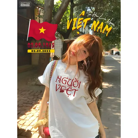 Áo thun form rộng Trái tim Việt Nam Áo Phông Unisex Việt Nam Yêu Nước cotton Cao Cấp