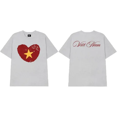 Áo thun form rộng Trái tim Việt Nam Áo Phông Unisex Việt Nam Yêu Nước cotton Cao Cấp