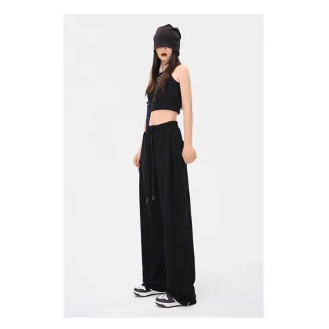 Quần ống rộng vải nỉ lì mịn mặc 2 kiểu có dây rút UNISEX  suông dành cho nam nữ