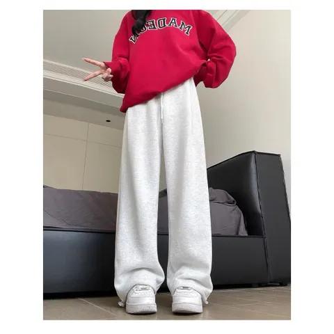 Quần ống rộng vải nỉ lì mịn mặc 2 kiểu có dây rút UNISEX  suông dành cho nam nữ