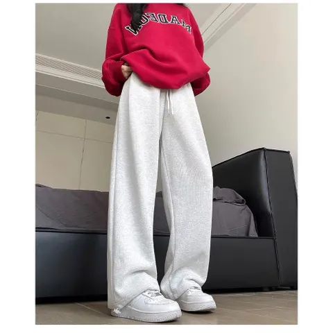 Quần ống rộng vải nỉ lì mịn mặc 2 kiểu có dây rút UNISEX  suông dành cho nam nữ