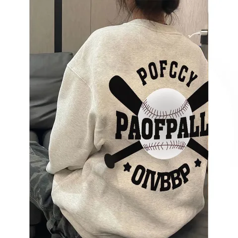Áo sweater   nam nữ basic nỉ bông họa tiết in chữ P bóng chày chất nỉ cao cấp siu ấm