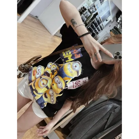 Áo thun form rộng Unisex  Minions Hoạt Hình Cotton 100%  cao cấp Dày Dặn