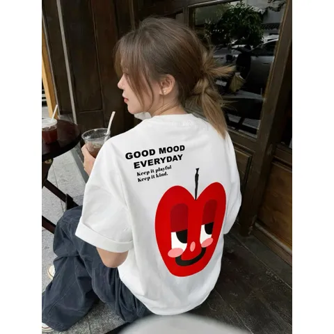 Áo Thun Nữ apple Unisex Nam/Nữ in hình Chất Liệu Cotton 2CTay Ngắn,  260g In Hình Cao cấp