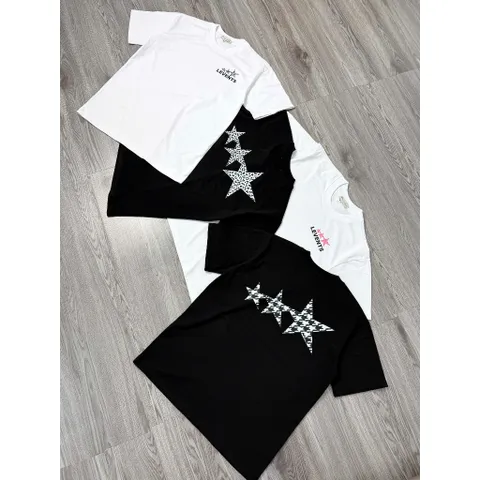 Áo thun form rộng LEVENTS 3 Ngôi Sao phối màu  Unisex Cotton Mềm In Graphic Cá Tính Hot Trend