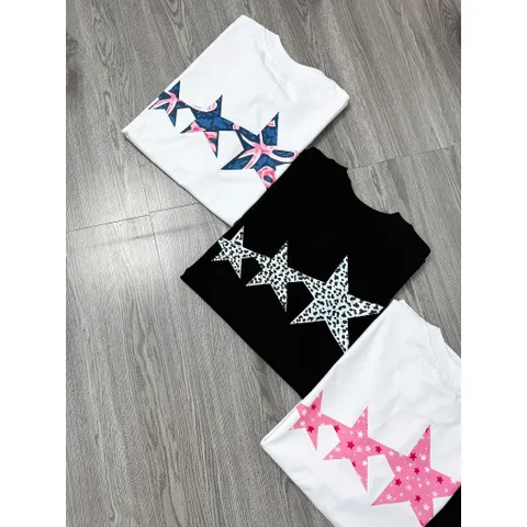Áo thun form rộng LEVENTS 3 Ngôi Sao phối màu  Unisex Cotton Mềm In Graphic Cá Tính Hot Trend