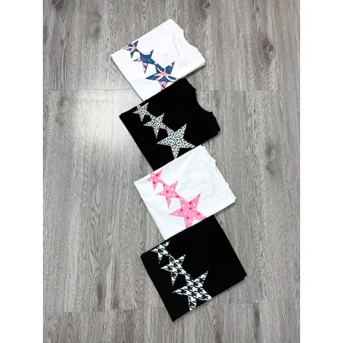 Áo thun form rộng LEVENTS 3 Ngôi Sao phối màu  Unisex Cotton Mềm In Graphic Cá Tính Hot Trend
