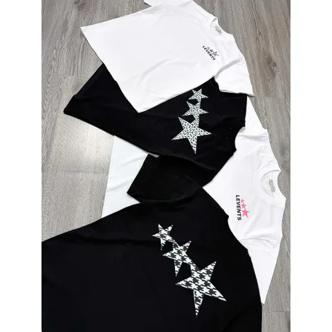 Áo thun form rộng LEVENTS 3 Ngôi Sao phối màu  Unisex Cotton Mềm In Graphic Cá Tính Hot Trend