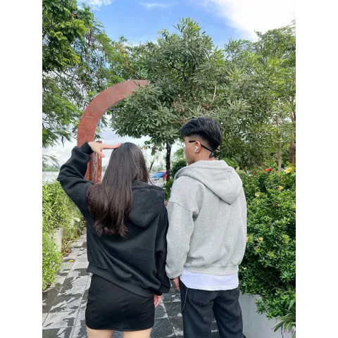 Áo Khoác Hoodie Zip Boxy Nỉ cotton lót bông  Cao Cấp Dày Dặn không xù Mềm Mại Thoáng Mát
