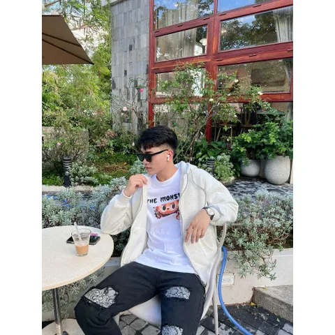 Áo Khoác Hoodie Zip Boxy Nỉ cotton lót bông  Cao Cấp Dày Dặn không xù Mềm Mại Thoáng Mát