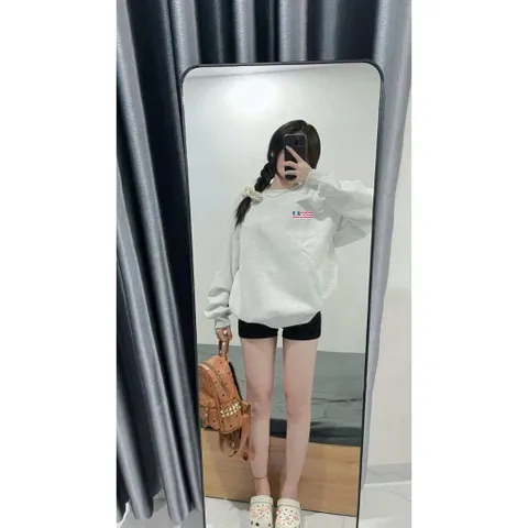 Áo sweater raplang tay chéo  nam nữ in chữ SSLID STU phối cờ mỹ hottrend thu đông 2025 chất nỉ mềm ấm k xù