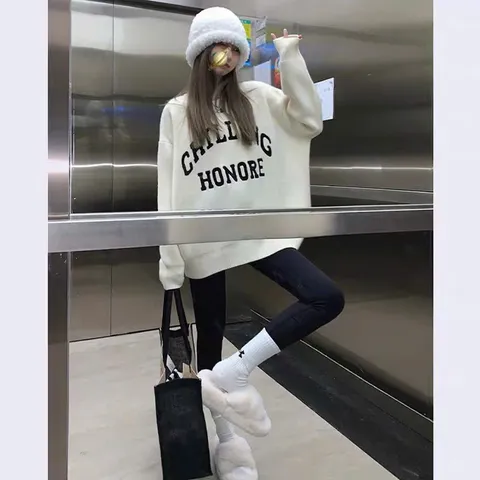 (MỞ BÁN SALE)- Áo sweater BOXY  nam nữ chữ BASIC HONORE 2025 chất nỉ cotton dày ấm