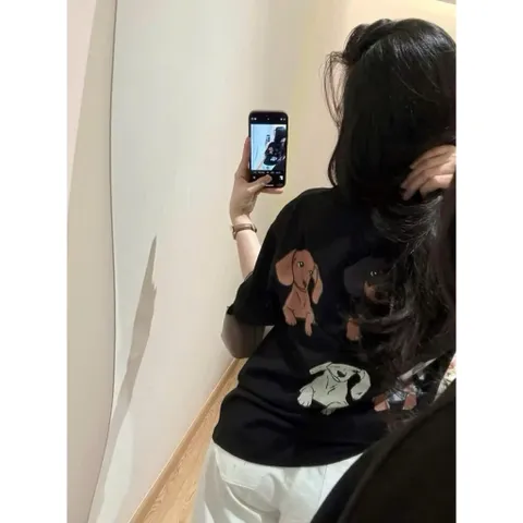 Áo Thun Nữ DOG Quàng Khăn Dễ Thương, Áo Phông  Unisex Cotton SIÊU CẤP