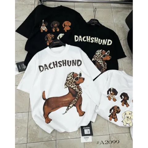 Áo Thun Nữ DOG Quàng Khăn Dễ Thương, Áo Phông  Unisex Cotton SIÊU CẤP