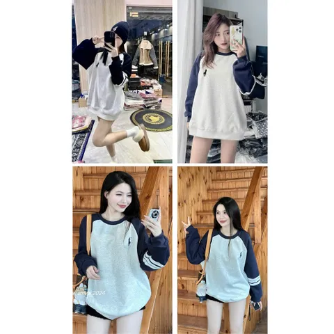 Áo sweater  raplang Nỉ bông cao cấp nam nữ  logo ngựa  thêu phối  kẻ tay     Unisex Ulzzang full tag zip