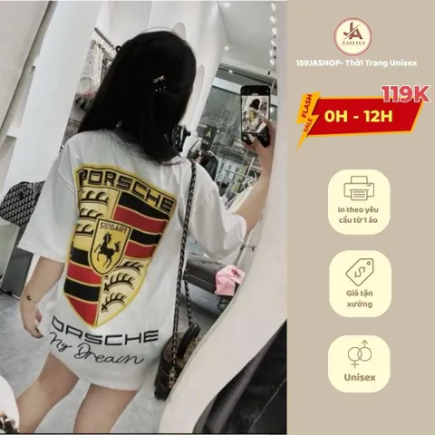 Áo thun form rộng  hình PORSCHE MY DREAM nam nữ hottrend 2024 tay lỡ unisex chất cotton cao cấp đl 250gsm
