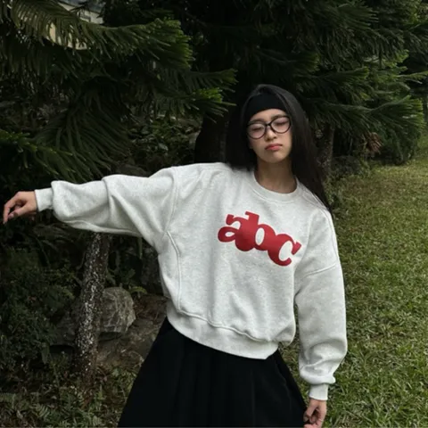 Áo Sweater Nữ Boxy Chuẩn Form Tay Dài Cổ Tròn Nỉ lót bông Cao Cấp Thoáng Mát