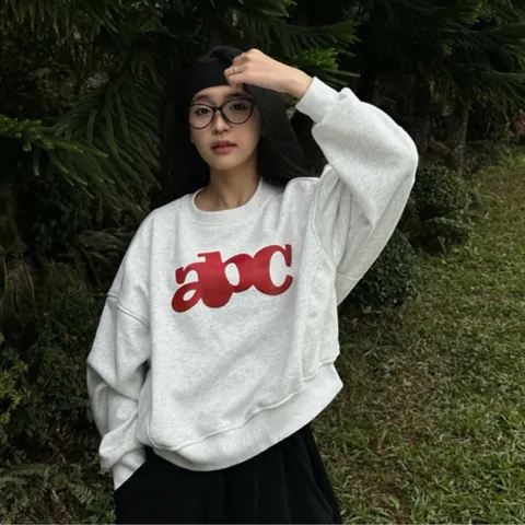 Áo Sweater Nữ Boxy Chuẩn Form Tay Dài Cổ Tròn Nỉ lót bông Cao Cấp Thoáng Mát