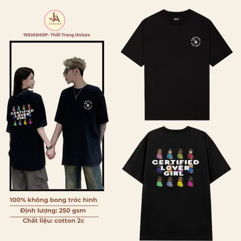 Áo thun  nam nữ  “Certified Lover Girl” thiết kế độc đáo với hình in emoji phụ nữ mang thai chất cotton cao cấp  250gsm