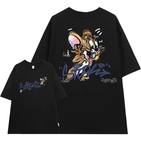 Áo thun tay lỡ unisex nam nữ  JERRY BEATBOX, Áo phông unisex form rộng  chuột hot trend 2024 chất cotton cao cấp