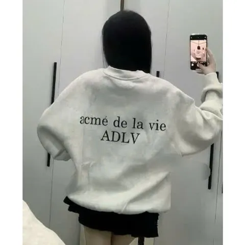 Áo  Sweater nỉ lót lông cao cấp A DE LA V.IE   basic cotton cao cấp co dãn  full tag mac