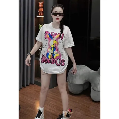 Áo thun  nữ form rộng tay lỡ THỎ DEABI hottrend 2024 chất cotton cao cấp đl 250gsm