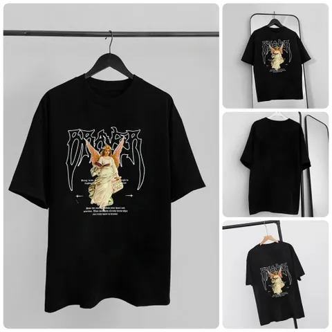 Áo Thun Nam PRAYER Gothic Angel - Regular Fit, Streetwear Cá Tính, Chất Cotton Cao Cấp