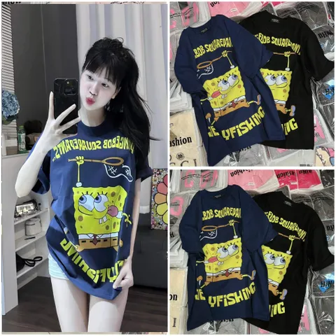 Áo thun nữ  form rộng Ploypa bọt biển màu xanh hottrend chất cotton cao cấp ĐL 250gsm siêu đỉnh 2024