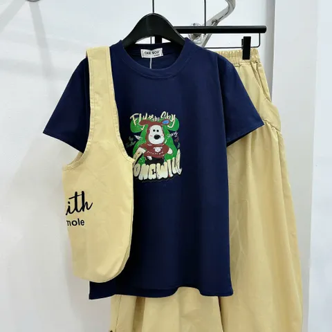 Set Váy Dài Xếp Tầng Áo Thun  cotton 4chieu In Hình Gấu Dễ Thương Tặng Túi  Phong Cách Hàn Quốc Nữ Tính Năng Động -TH185