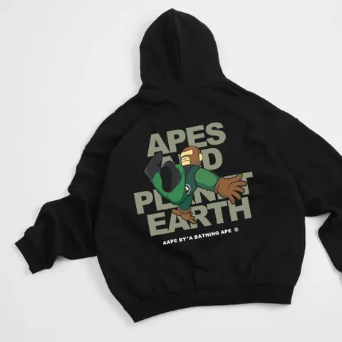 Áo Khoác Hoodie Zip Form Boxy Monkey hoạt hình  bông cotton cao cấp  siêu dày Thoáng Mát ĐL 360gsm