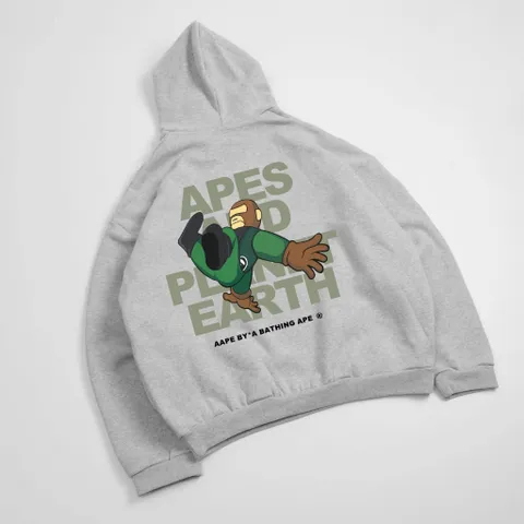 Áo Khoác Hoodie Zip Form Boxy Monkey hoạt hình  bông cotton cao cấp  siêu dày Thoáng Mát ĐL 360gsm