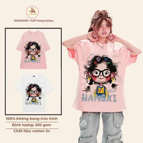 Áo Phông Hình Cô Gái Tóc Xù In Hình Đủ Màu Chất Cotton Mềm Mịn