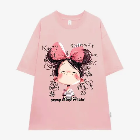 Áo Phông Hình Cô Gái Tóc Xù In Hình Đủ Màu Chất Cotton Mềm Mịn