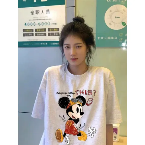 Áo thun form rộng nam nữ  Sketchy Mickey Motion chất cotton cao cấp