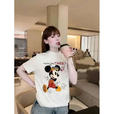 Áo thun form rộng nam nữ  Sketchy Mickey Motion chất cotton cao cấp