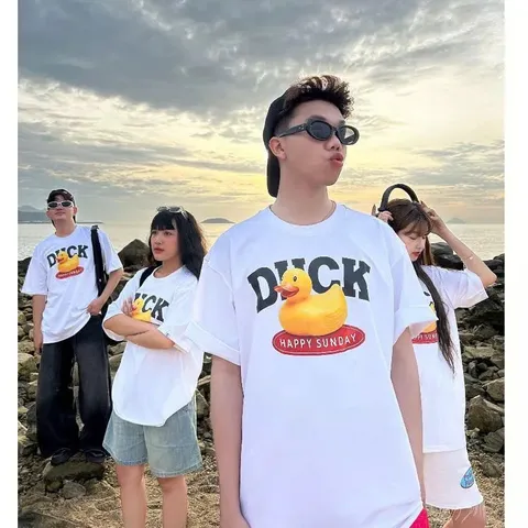 Bộ quần đồ nam nữ  họa tiết DUCK  VIBES in sắc nét đủ 3 màu bản mới nhất chất liệu cotton, quần CHÂN CUA  new 2024